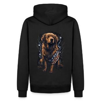 Chien Drapeau américain d’un fier amoureux des chiens - Sweat à capuche Premium bio Homme - noir - Dos - Nico (187cm)
