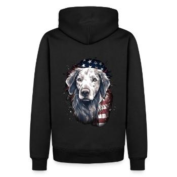 Chien Drapeau américain d’un fier amoureux des chiens - Sweat à capuche Premium bio Homme - noir - Dos - Nico (187cm)