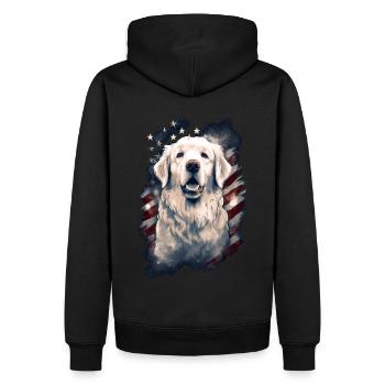 Chien Drapeau américain d’un fier amoureux des chiens - Sweat à capuche Premium bio Homme - noir - Dos - Nico (187cm)