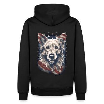 Schäferhund Amerikanische Flagge stolzer Hund - Männer Premium Bio Hoodie - Schwarz - Hinten - Nico (187cm)