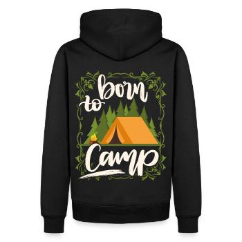 Camping, Campingzelt, Born-To-Camp lustiger Spruch - Männer Premium Bio Hoodie - Schwarz - Hinten - Nico (187cm)