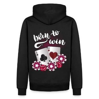 Poker-Spiel, Poker-Spruch, born to win pokern - Männer Premium Bio Hoodie - Schwarz - Hinten - Nico (187cm)