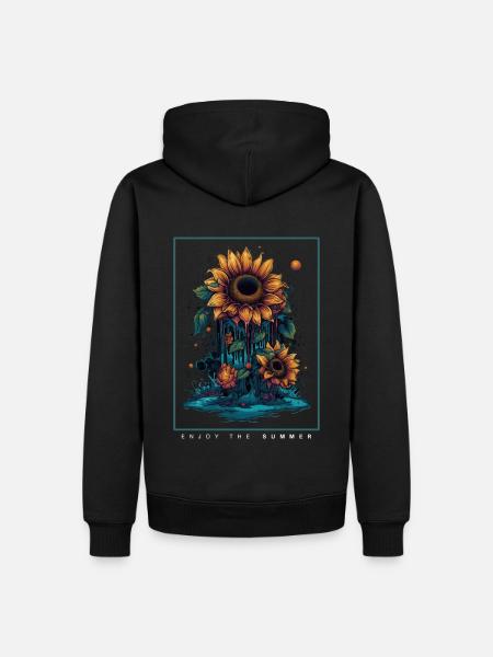 Psychedelische Sonnenblumen Garten Natur Geschenk - Männer Premium Bio Hoodie - Schwarz