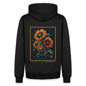 Psychedelische Sonnenblumen Garten Natur Geschenk - Männer Premium Bio Hoodie - Schwarz - Hinten - Nico (187cm)