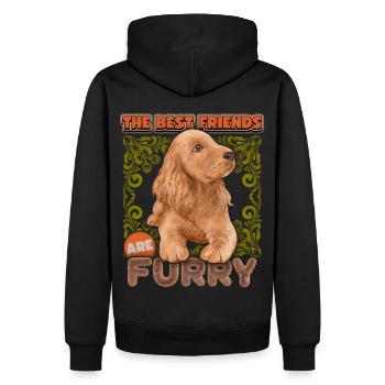 Cocker Spaniel, Chien, Aquarelle Vintage Dicton - Sweat à capuche Premium bio Homme - noir - Dos - Nico (187cm)