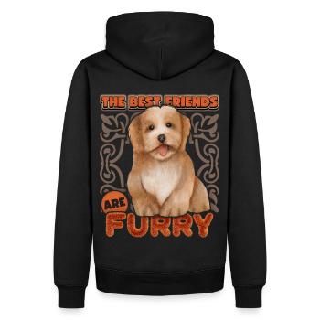 Bichon Havaneser Hund, vintage Aquarell, Rassehund - Männer Premium Bio Hoodie - Schwarz - Hinten - Nico (187cm)