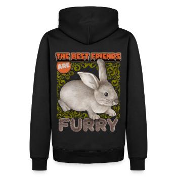Kaninchen, Hase, vintage Aquarell, lustiger Spruch - Männer Premium Bio Hoodie - Schwarz - Hinten - Nico (187cm)