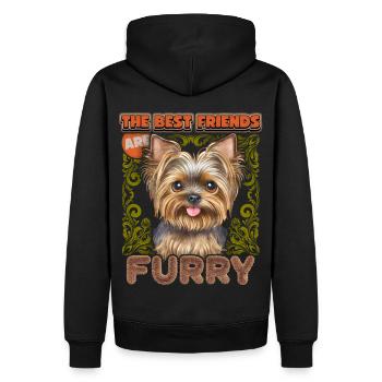 Yorkshire Terrier, aquarelle vintage, Yorkie dicton - Sweat à capuche Premium bio Homme - noir - Dos - Nico (187cm)