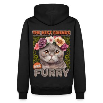Britisch Kurzhaar vintage Katze mit Blumenkranz - Männer Premium Bio Hoodie - Schwarz - Hinten - Nico (187cm)