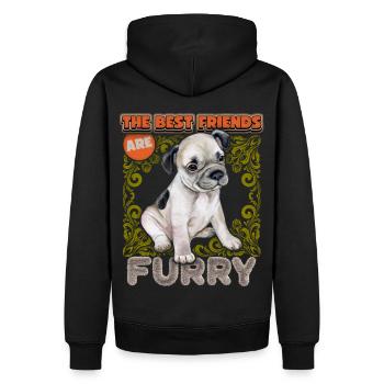 Chiot bouledogue français Dicton bouledogue français - Sweat à capuche Premium bio Homme - noir - Dos - Nico (187cm)