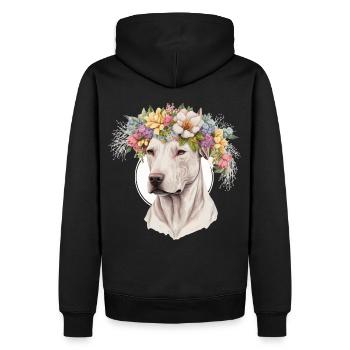 Mignon Dogo Argentino Fleur Couronne Chien de Compagnie Race Flo - Sweat à capuche Premium bio Homme - noir - Dos - Nico (187cm)