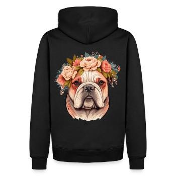 Fleur de bouledogue mignon Couronne Chien de compagnie Race chiot - Sweat à capuche Premium bio Homme - noir - Dos - Nico (187cm)
