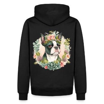 Mignon Boston Terrier Flower Crown Pet Dog Floral Pu - Sweat à capuche Premium bio Homme - noir - Dos - Nico (187cm)