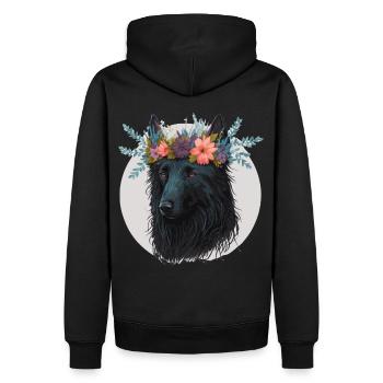 Fleur de chien de berger belge mignon Couronne Chien de compagnie Floral - Sweat à capuche Premium bio Homme - noir - Dos - Nico (187cm)