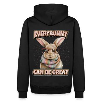 Hase Kaninchen Kawaii Illustration lustiger Spruch - Männer Premium Bio Hoodie - Schwarz - Hinten - Nico (187cm)