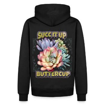 Sukkulenten vintage Illustration Spruch Kaktus - Männer Premium Bio Hoodie - Schwarz - Hinten - Nico (187cm)