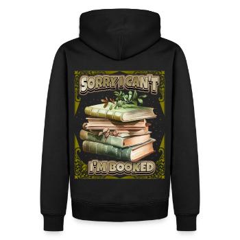Bücher, lustiger Spruch für Bücherwurm Leseratte - Männer Premium Bio Hoodie - Schwarz - Hinten - Nico (187cm)