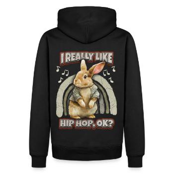 Lapin Kawaii Illustration Lapin Hip-Hop - Sweat à capuche Premium bio Homme - noir - Dos - Nico (187cm)