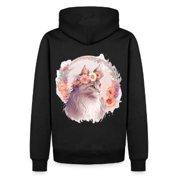 Mignon Angora Angora Cat Fleur Couronne Chats Pet Kitt - Sweat à capuche Premium bio Homme - noir - Dos - Nico (187cm)
