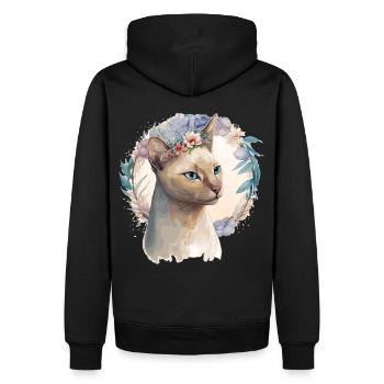 Cute Tonkinese Cat Flower Crown Cats Pet Kitten - Männer Premium Bio Hoodie - Schwarz - Hinten - Nico (187cm)