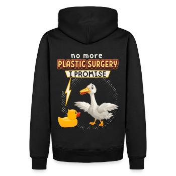 Comic Ente, Gummiente, lustiger Spruch - Männer Premium Bio Hoodie - Schwarz - Hinten - Nico (187cm)