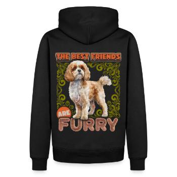 Cavapoo dog vintage illustration, funny saying - Men’s Premium Organic Hoodie - black - Back - Nico (187cm)