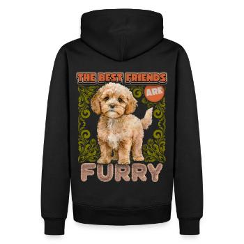 Cavapoo Puppy, Vintage, Illustration de chien, Dire - Sweat à capuche Premium bio Homme - noir - Dos - Nico (187cm)