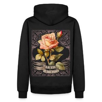 Vintage botanische Rose Illustration Blume Spruch - Männer Premium Bio Hoodie - Schwarz - Hinten - Nico (187cm)