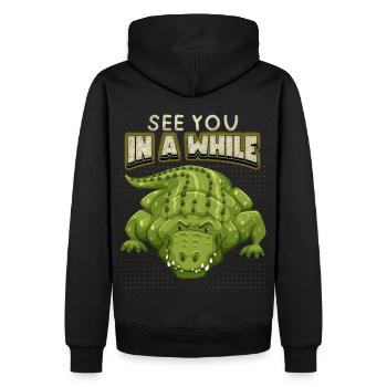 Krokodil Spruch, See-You-In-A-While, Comic, Pun - Männer Premium Bio Hoodie - Schwarz - Hinten - Nico (187cm)