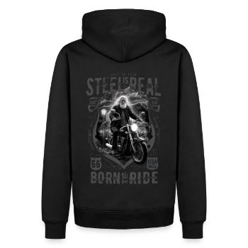 Vieux motard motard cool - Sweat à capuche Premium bio Homme - noir - Dos - Nico (187cm)