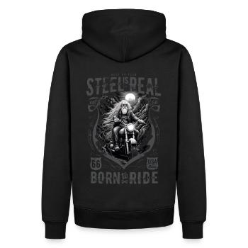 Vieux motard motard cool - Sweat à capuche Premium bio Homme - noir - Dos - Nico (187cm)