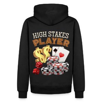 Jeu de poker, jetons de poker, sort - Sweat à capuche Premium bio Homme - noir - Dos - Nico (187cm)