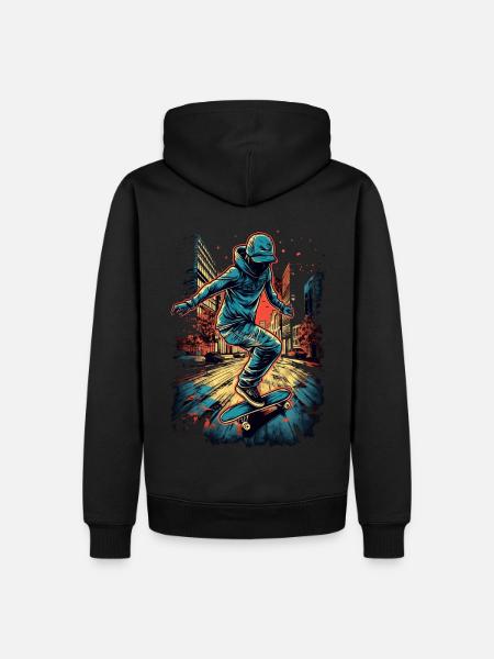 Cool Skater Skateboard - Men’s Premium Organic Hoodie - black