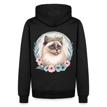 Cute Ragdoll Cat Flower Crown Cats Pet Kitten - Men’s Premium Organic Hoodie - black - Back - Nico (187cm)