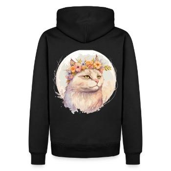 Cute Ragamuffin Cat Flower Crown Cats Pet Kitten - Männer Premium Bio Hoodie - Schwarz - Hinten - Nico (187cm)