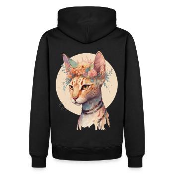 Mignon Ocicat Cat Fleur Couronne Chats Chaton Pet Chaton - Sweat à capuche Premium bio Homme - noir - Dos - Nico (187cm)