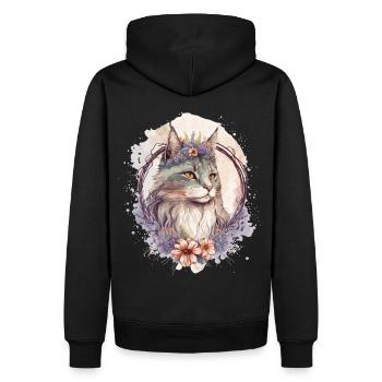 Cute Maine Coon Cat Flower Crown Cats Pet Kitten - Men’s Premium Organic Hoodie - black - Back - Nico (187cm)