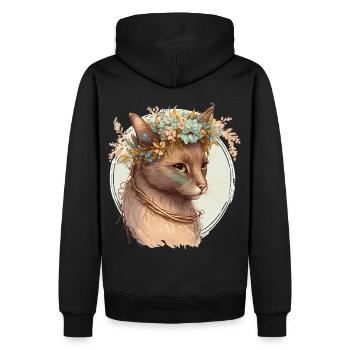Cute Havana Brown Cat Flower Crown Cats Pet Kitten - Men’s Premium Organic Hoodie - black - Back - Nico (187cm)