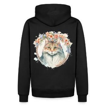 Cute Maine Coon Cat Flower Crown Cats Pet Kitten - Men’s Premium Organic Hoodie - black - Back - Nico (187cm)