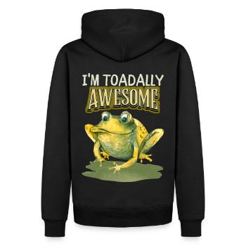 Grenouille drôle de dicton, jeu de mots, crapaud génial - Sweat à capuche Premium bio Homme - noir - Dos - Nico (187cm)