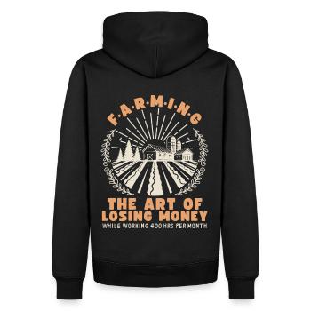 Agriculteur, agriculteur, ferme, dicton sarcastique - Sweat à capuche Premium bio Homme - noir - Dos - Nico (187cm)