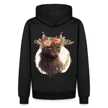 Cute Havana Brown Cat Flower Crown Cats Pet Kitten - Men’s Premium Organic Hoodie - black - Back - Nico (187cm)