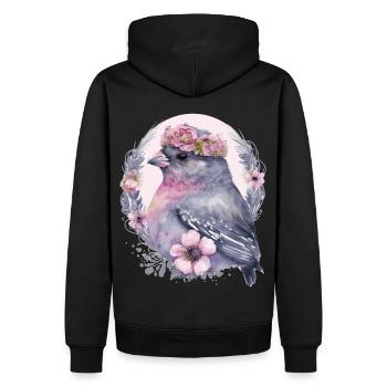 Cute Finch Bird Flower Crown Pet Birds - Männer Premium Bio Hoodie - Schwarz - Hinten - Nico (187cm)