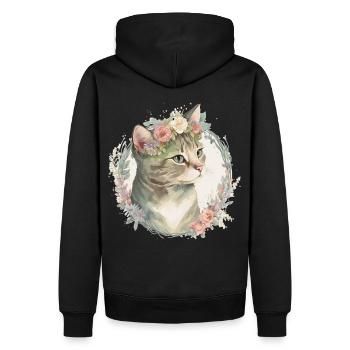 Cute American Shorthair Cat Flower Crown Cats Pet - Men’s Premium Organic Hoodie - black - Back - Nico (187cm)