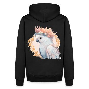Cute Watercolor Cockatoo Parrot Bird Flower Crown - Männer Premium Bio Hoodie - Schwarz - Hinten - Nico (187cm)