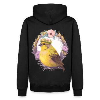 Mignon Aquarelle Canary Bird Fleur Couronne Oiseaux de compagnie - Sweat à capuche Premium bio Homme - noir - Dos - Nico (187cm)