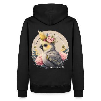 Mignon Cockatiel Perroquet Oiseau Fleur Couronne Oiseaux de compagnie - Sweat à capuche Premium bio Homme - noir - Dos - Nico (187cm)