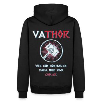 Fathor Vathor Vater Thor Hammer Vatertag Geschenk - Männer Premium Bio Hoodie - Schwarz - Hinten - Nico (187cm)