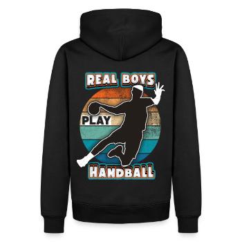 Handball Joueur De Handball, Dicton Sportif, Arc-en-ciel - Sweat à capuche Premium bio Homme - noir - Dos - Nico (187cm)