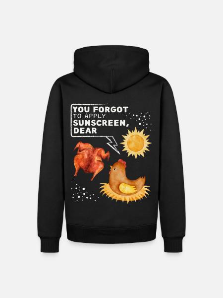 Sjovt kylling siger, kylling vittighed solbadning - Herre Premium økologisk hoodie - sort